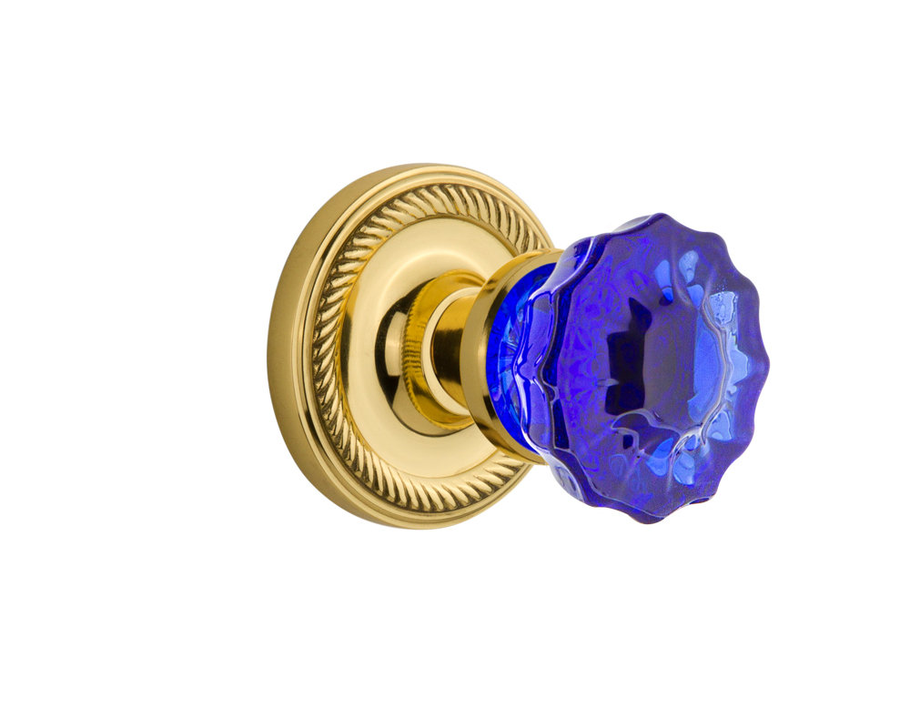 Rope Rosette with Crystal Cobalt Door Knob Nostalgic Warehouse 
