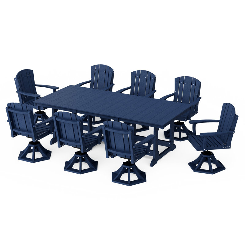 Heritage 9-Piece Swivel Chair Rectangular Dining Set, Patriot Blue