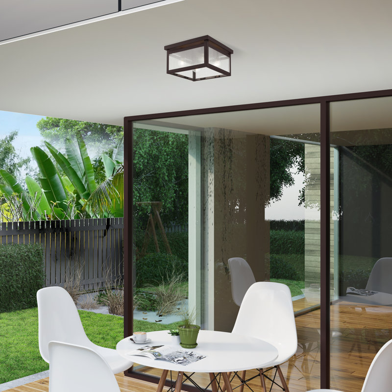 Plafonnier encastré 11 po 4 lumières Amores, Verre martelé