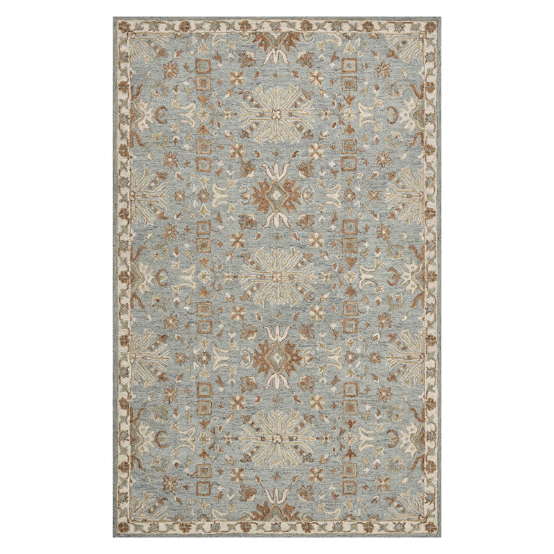 Lewis Classic Floral Hand-Hooked Blue Area Rug, 2' X 3', Rectangle 3'6" x 5'6"