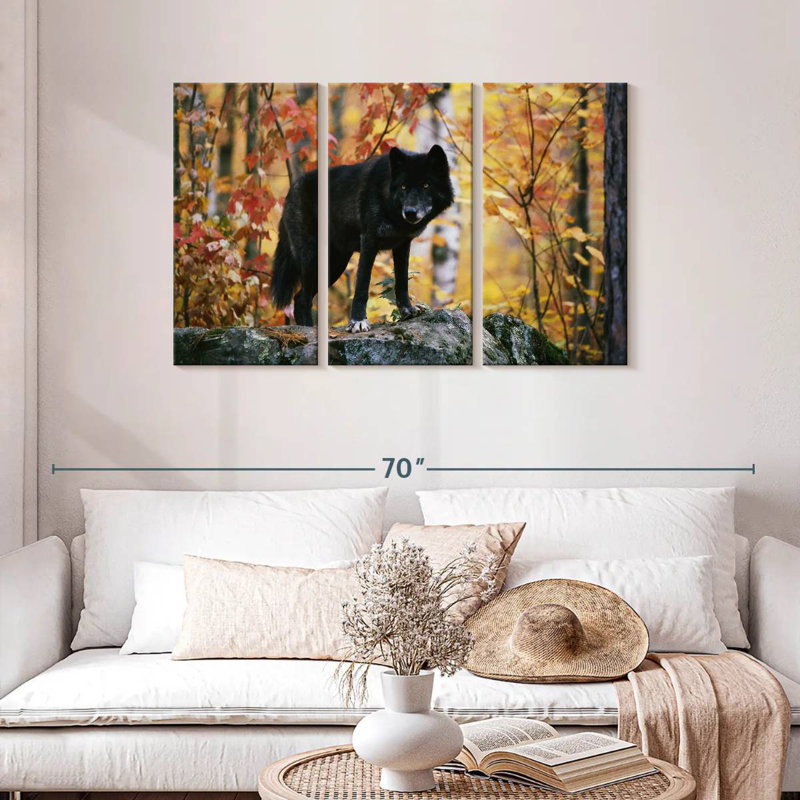 Autumn Black Wolf, 28" H x 45" W