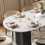 Ensemble de table et chaises de salle à manger ovales modernes en pierre frittée blanche de 78 pouces, avec 8 chaises de salle à manger sans assemblage requis et pieds en bois massif.-773946704-773946711-773946707