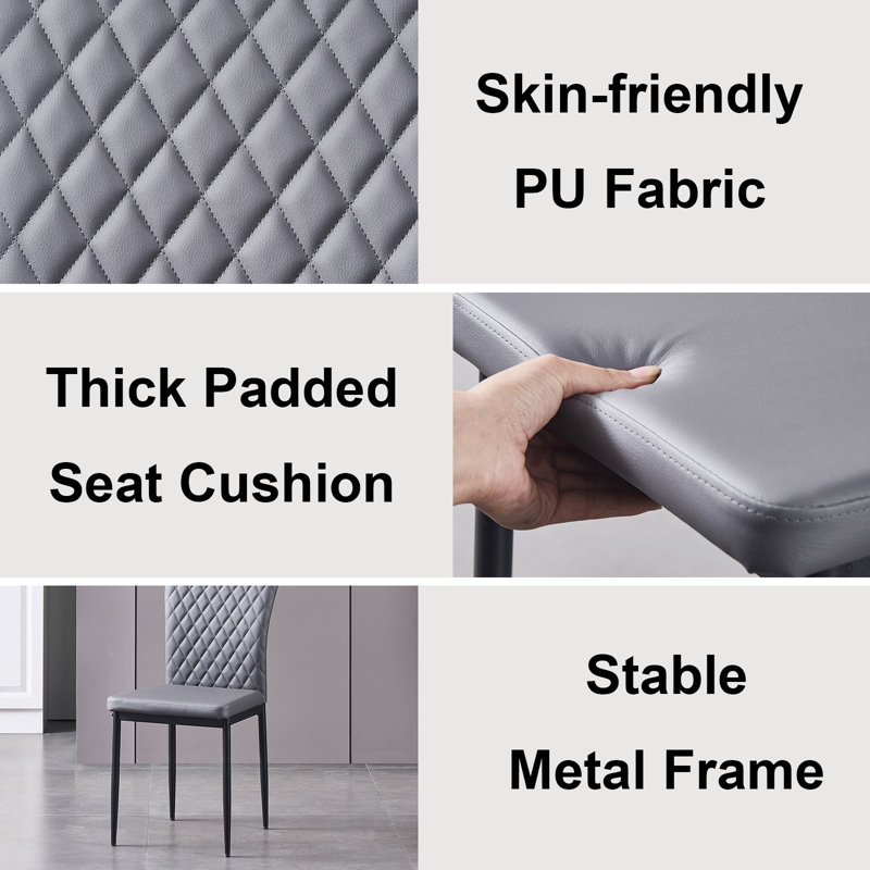 Lelania Modern Faux Leather Upholstered Dining Chairs, Dark Grey
