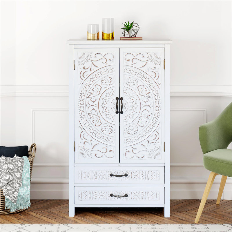 Armoire de rangement décorative, buffet avec deux portes et deux tiroirs de rangement, H 48,26 po x l 26,8 po x P 15,36 po