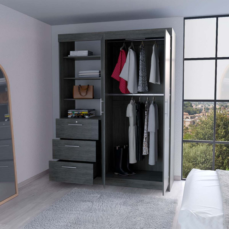 Armoire 3 tablettes Levi, Gris