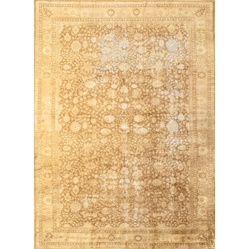 Tapis beige / brun en laine noué à la main Hereke