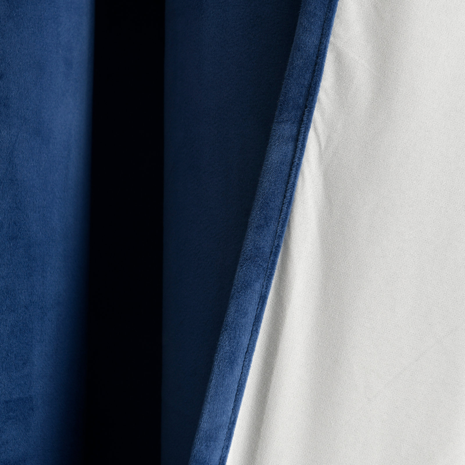Prima Velvet Solid Blackout Polyester Curtain, Navy