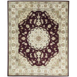 Hand-Knotted High-Quality Maroon and Beige Area Rug