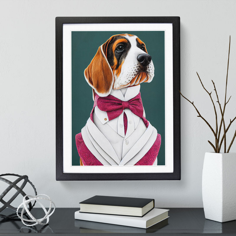 Regal Dog - Framed Print, Black, 64cm H x 46cm W x 2cm D