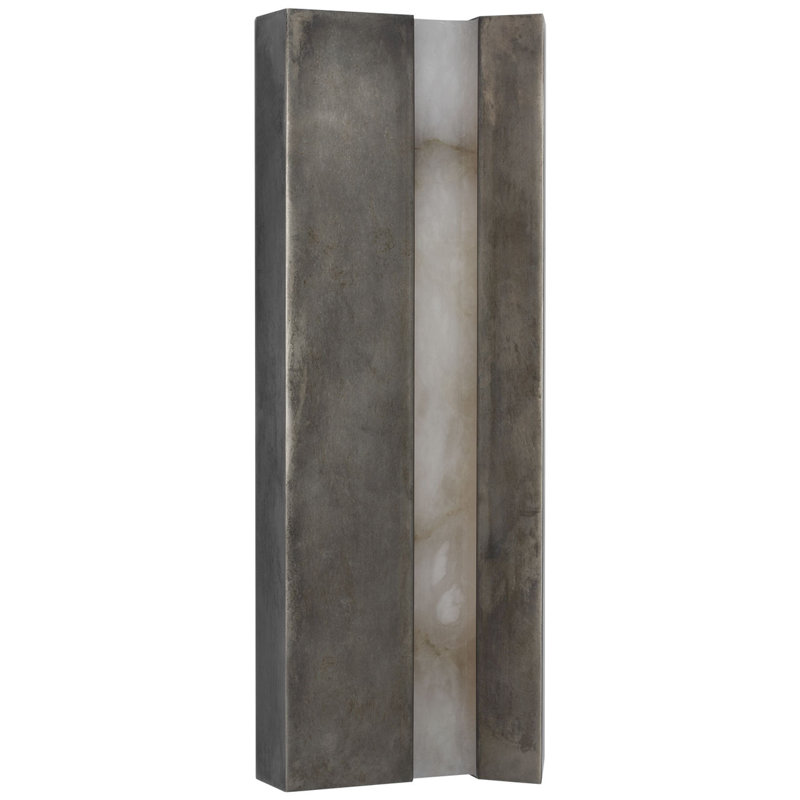 Anne-Marie Barton Austera 32" Sconce with Alabaster, Mottled Pewter, 20" H x 8" W x 3.25" D