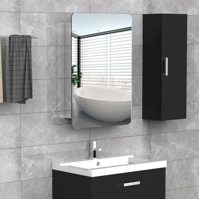 18'' X 26''/46Cm X 66Cm Wall Mount Bathroom Medicine Cabinet Mirror Sliding Door With 3-Tier Storage Shelf, Stainless Steel, For Living Room Bedroom Office