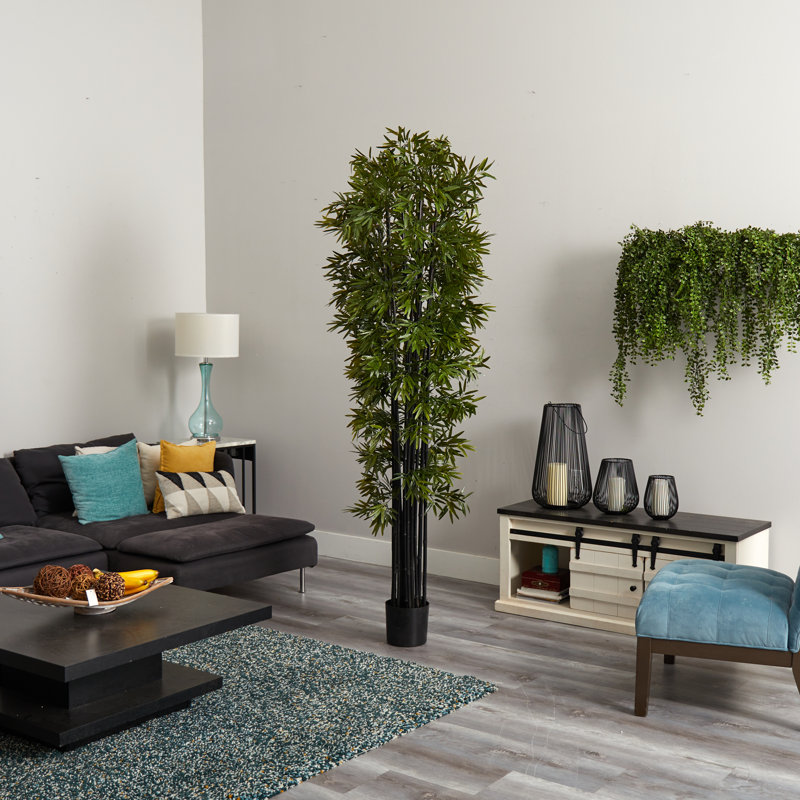 Bamboo Artificial Tree with Black Trunks UV Resistant (Indoor/Outdoor), 84" H x 24" W x 24" D