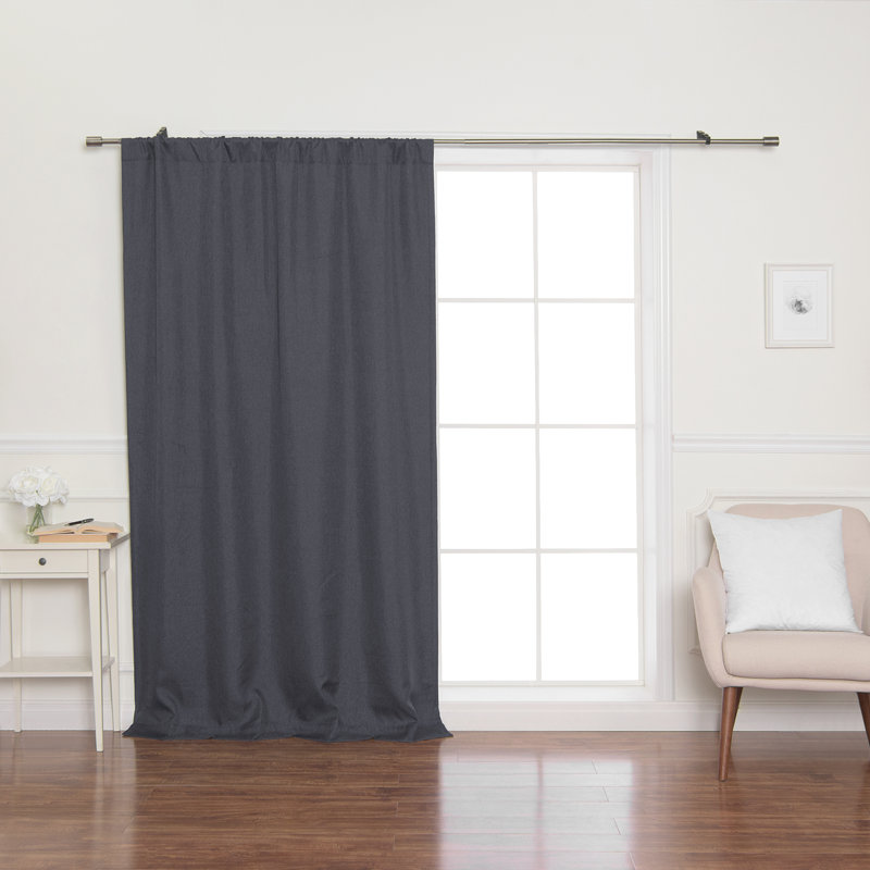 Reyna Polyester Room Darkening Curtain Single Panel, 52" W x 96" L, Dark Gray