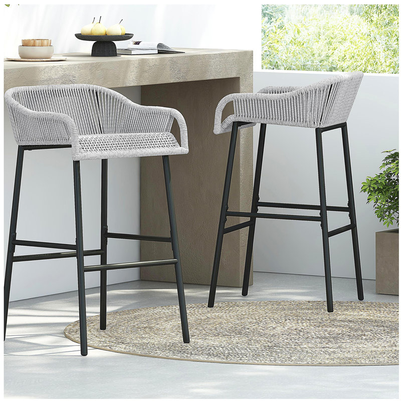 Tabouret de bar d'extérieur gris clair La Push, ensemble de 2