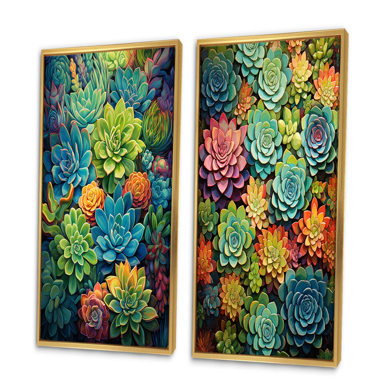«Succulents Succulent Mosaic», 2 pièces, H 24 po x l 20 po, Encadrement doré