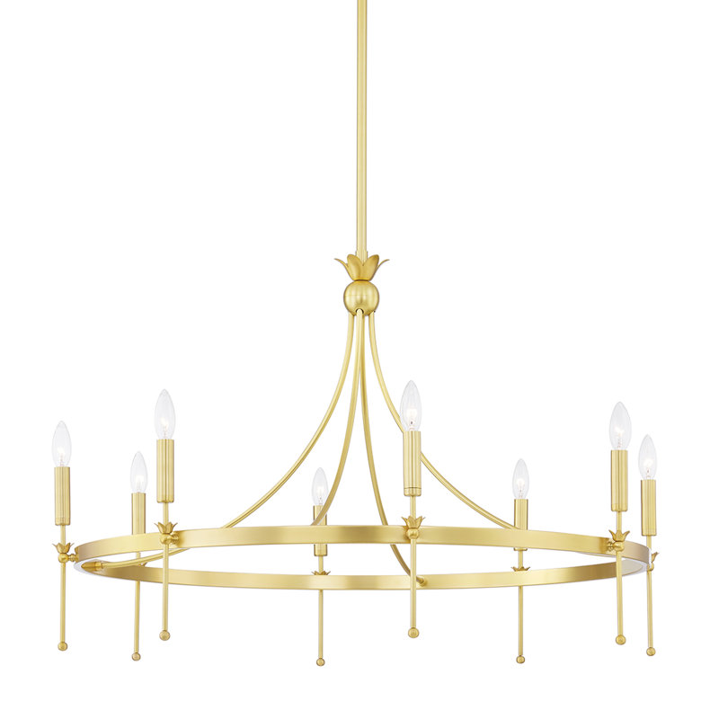 Gates 8 Light Chandelier, Aged Brass