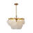 Transitional 3 Light Antique Brass Glass Chandelier