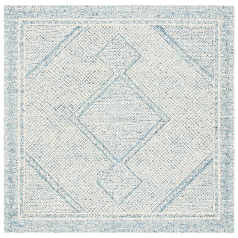 Corey Hand Tufted Wool Geometric Rug, Square 6'