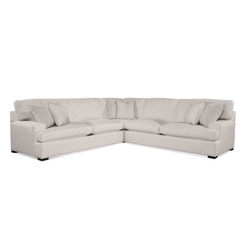 Cambria Upholstered L-Shaped Sectional Symmetrical, Java Finish, Teal Geometric