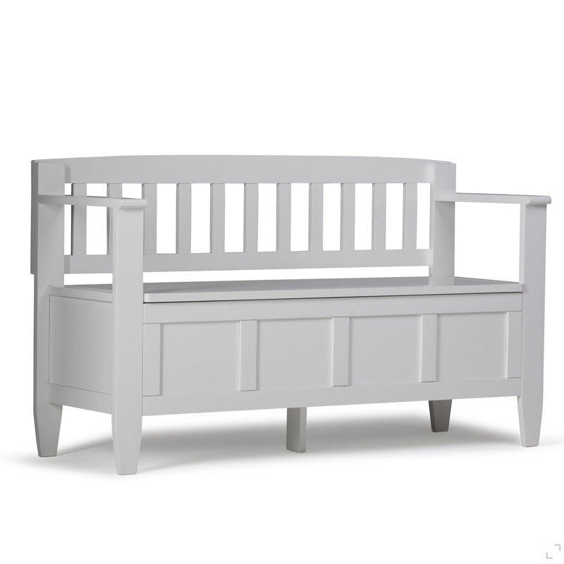 Wooden Storage Bench With Backrest, White