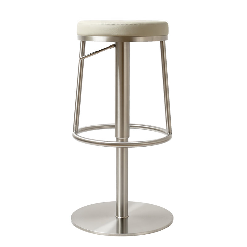 Alfonz Swivel Upholstered Adjustable Height Counter Stool with Metal Frame, Grey/Silver