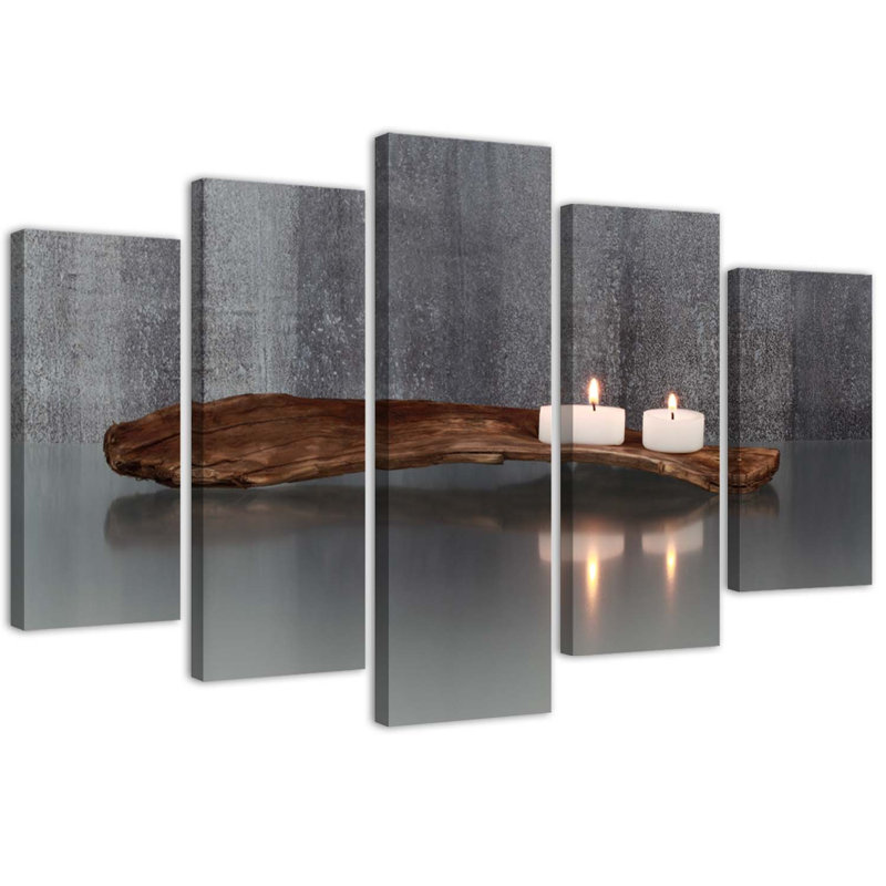 Zen Spa Candle - 5 Piece No Frame Print on Canvas