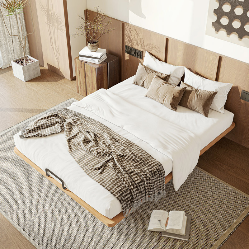 Solid Bamboo Platform Bed Frame with Support Slats, Full, Natural