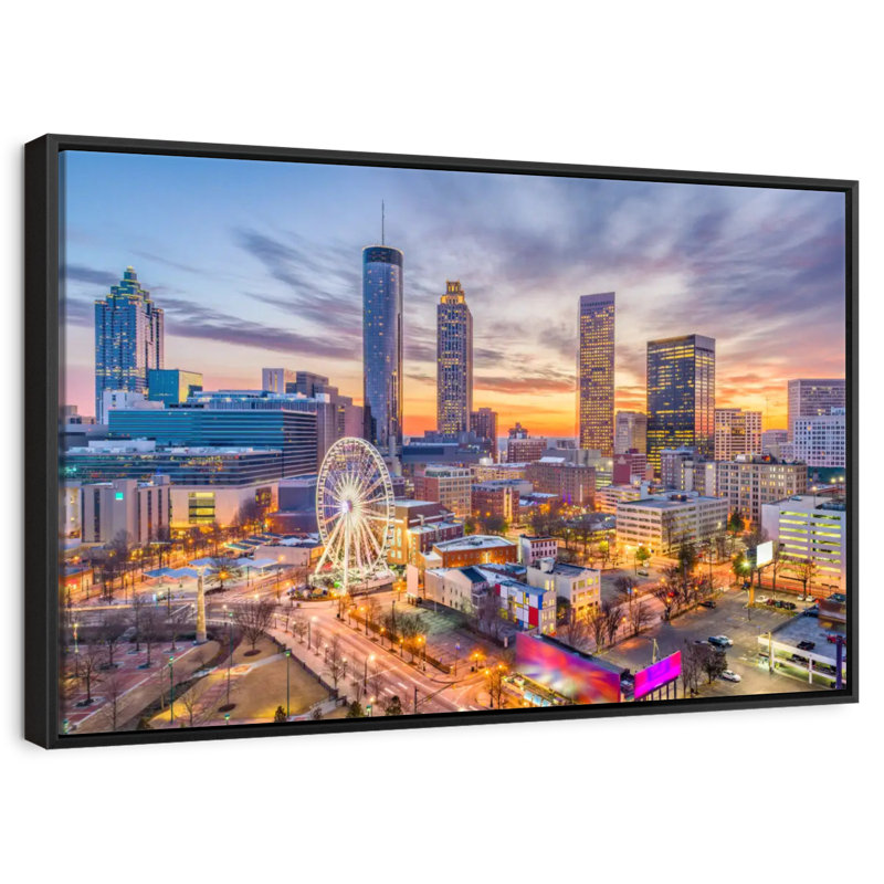 Atlanta Twilight Sky, Cadre flottant noir, 13 po x 9 po