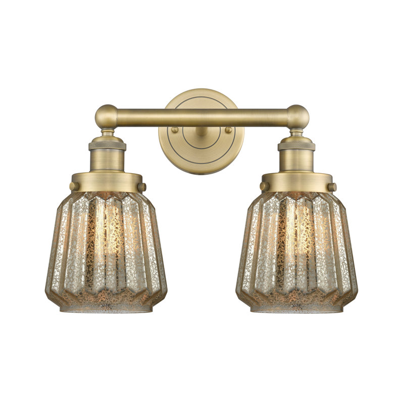Éclairage pour meuble-lavabo à intensité variable à 2 lumières Aretzy, Mercurisé, Laiton brossé