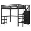 Lit mezzanine double en métal avec garde-robe, bureau, USB et lumières DEL