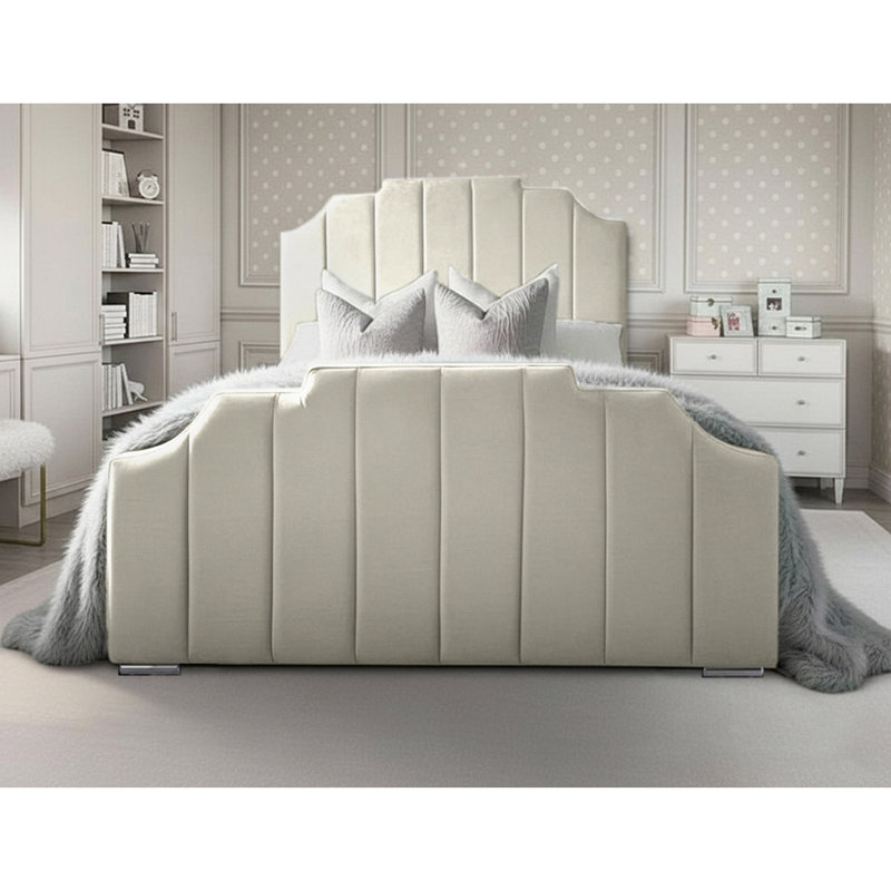 Tyrion Upholstered Bed , Super King (6'), Cream