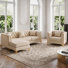 Ensemble de canapé chesterfield moderne en similicuir avec repose-pieds et fauteuil d'appoint