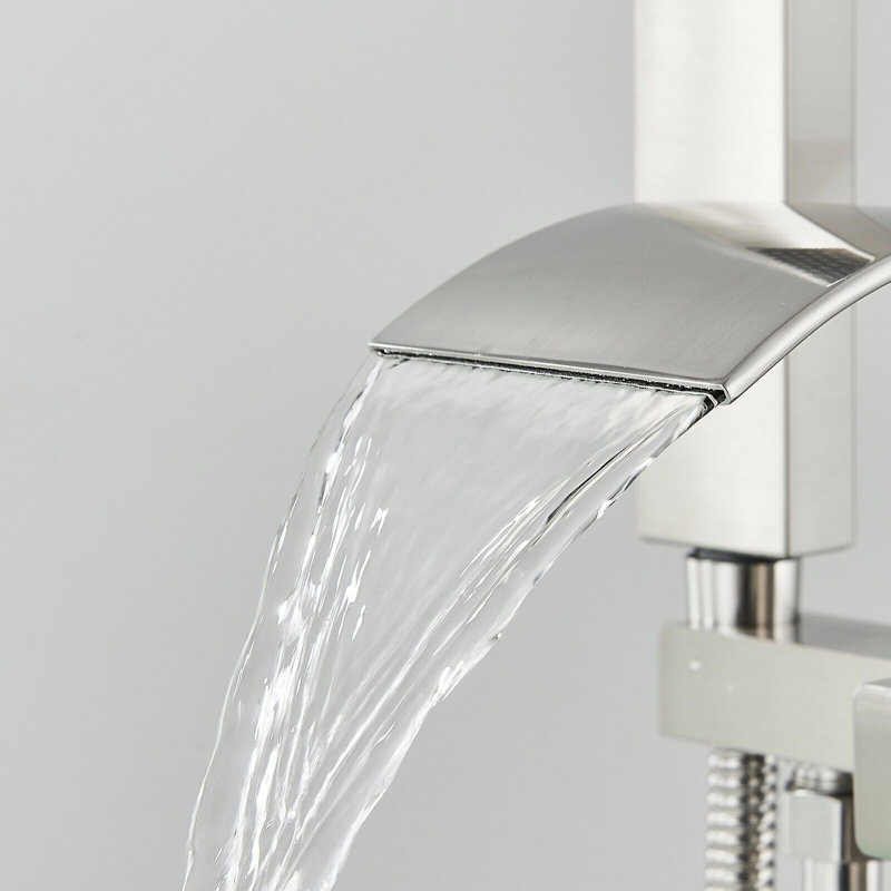 Floor Freestanding Tub Filler with Diverter, Brushed Nickel