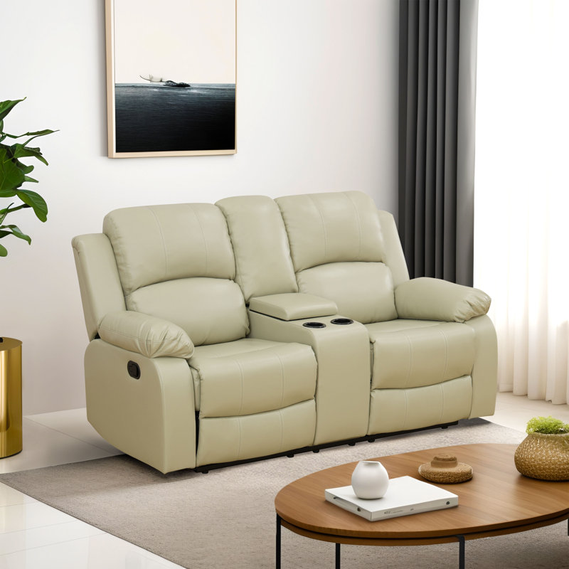 Canapé en cuir recyclé beige Jenesis, Similicuir beige Jenesis