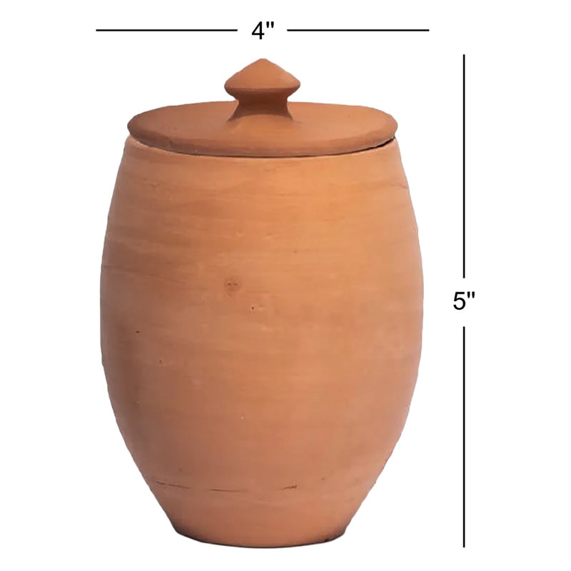 Terracotta Jar, 5" H x 4" W x 4" D