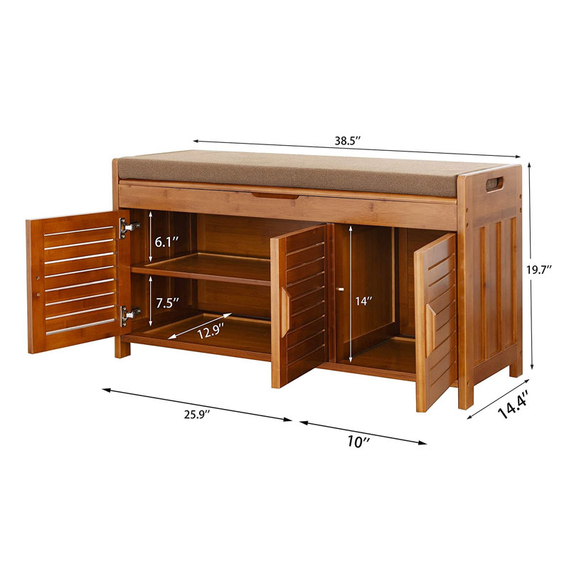 7 Pair Shoe Storage Bench Cushion Shoe Cabinet