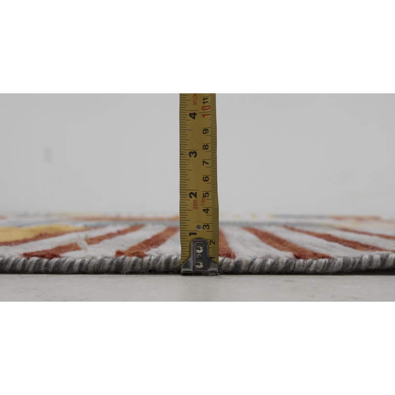 Handmade Cotton and Wool Geometric Area Rug