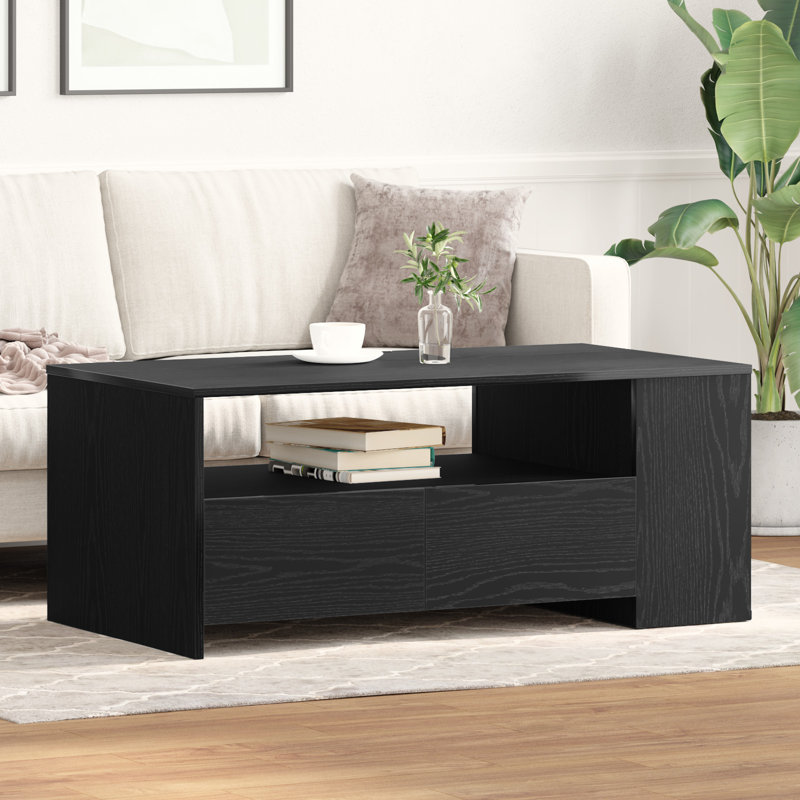 Coffee Table with Storage, Black Oak