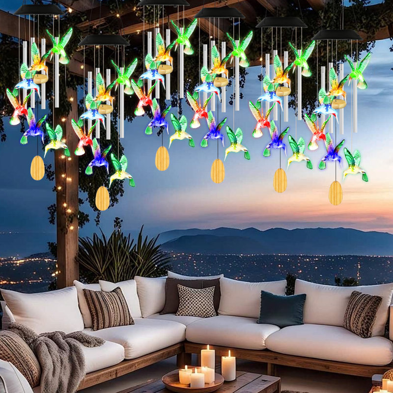 Carillon de colibri solaire avec tubes en aluminium, 2