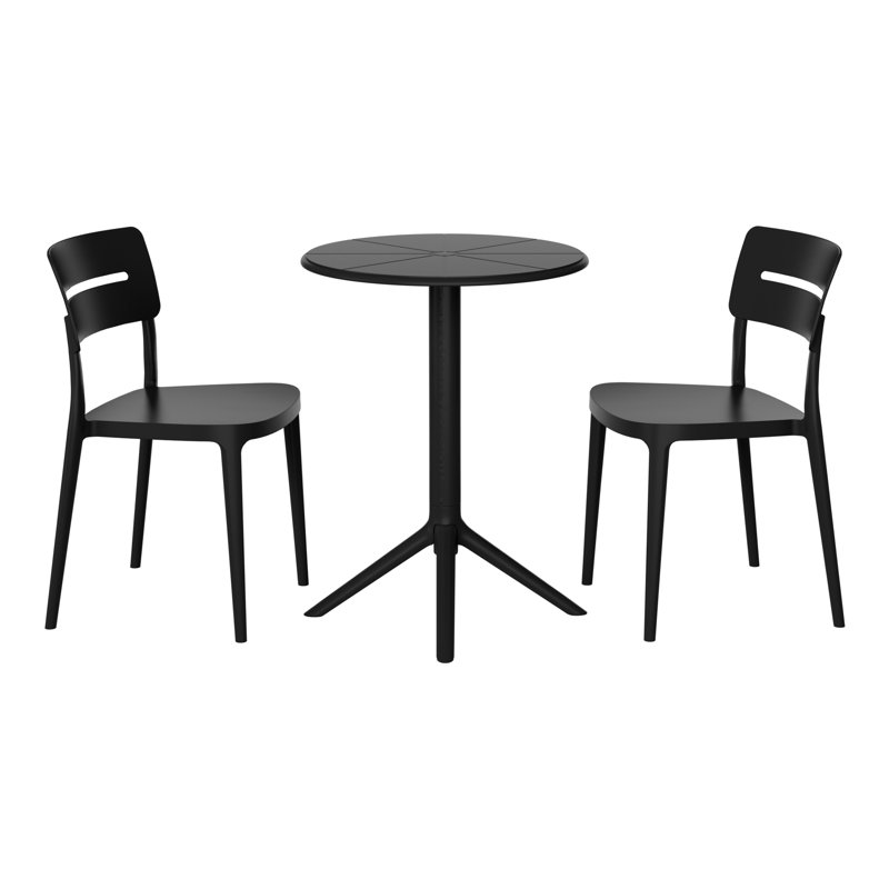 Ensemble repas extérieur 2 personnes, Noir