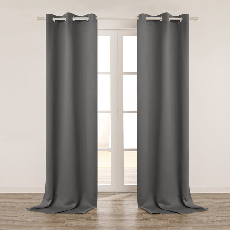 Lionel Room Darkening Curtain Single Panel, Light Gray, 42" W x 95" L