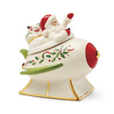 Holiday Figural Santa's Rocket Covered Candy Dish