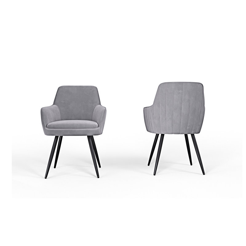 Chaise d'appoint rembourrée, ensemble de 2, Tissu gris