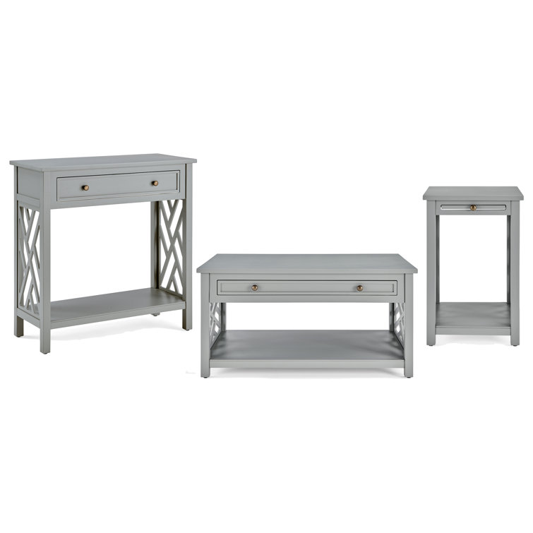 Ensemble 3 pièces Lund de 36 po de largeur avec 1 table basse, 1 table de bout et 1 console d'entrée avec rangement