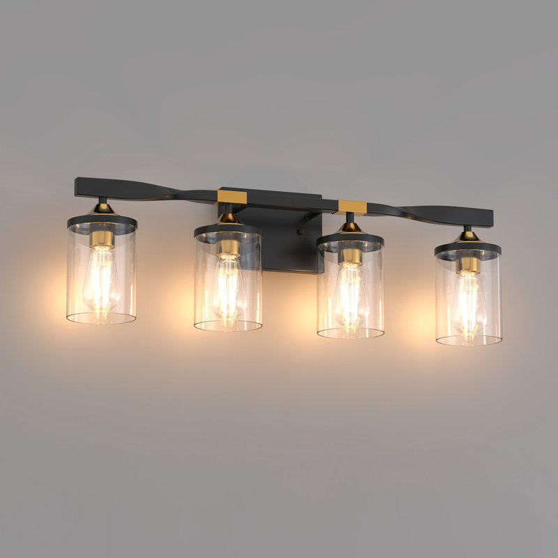 Glass Shade Vanity Light With Bulbs, 8.80" H x 26.30" W x 5.90" D, 4