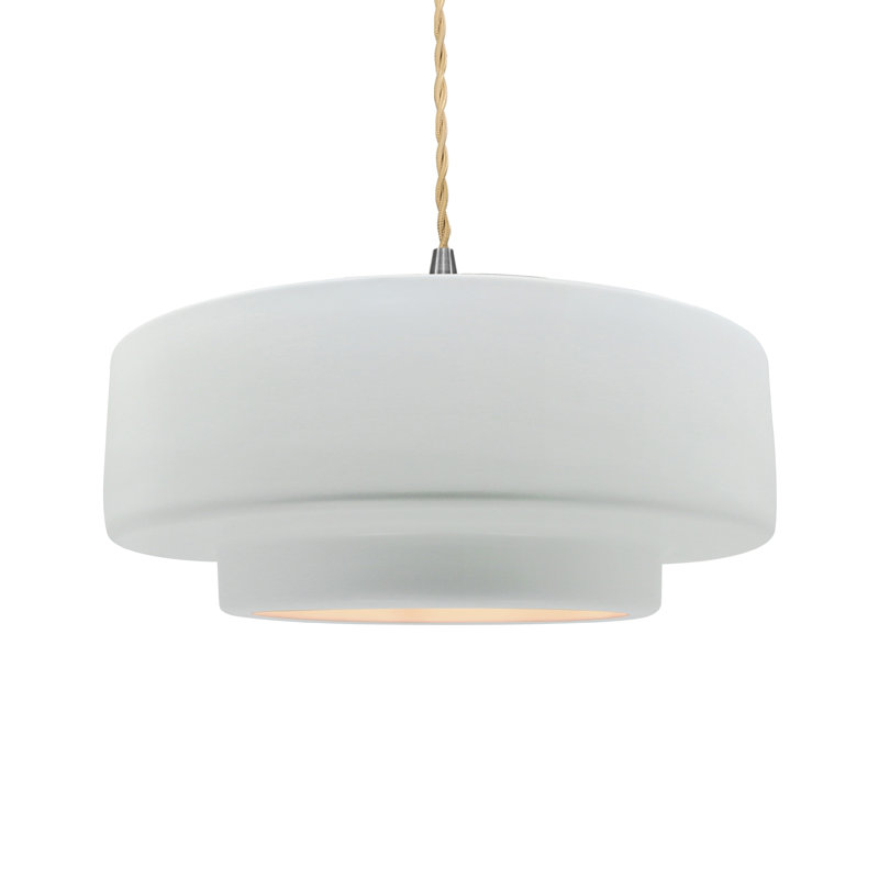 Luminaire suspendu à 1 lumière Meydan, H 6 po x l 16,25 po x P 16,25 po, Blanc lustré, Nickel brossé