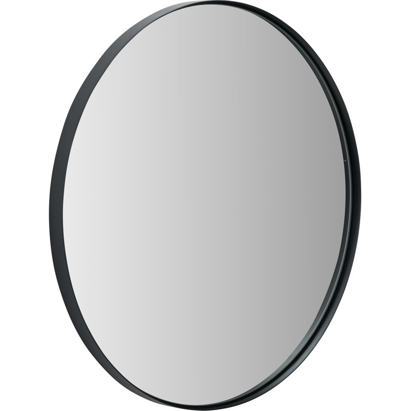 Stainless Steel Round Wall Mirror, Black, 60cm x 60cm