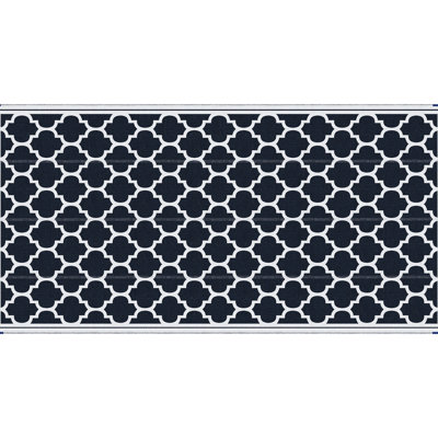 Tapis d'extérieur réversible en polypropylène imperméable 9 pi x 18 pi. Tapis bleu et blanc pour la cour, la terrasse, le pique-nique, la plage. Tapis de camping portatif de 18 pi facile à entretenir avec sac de transport