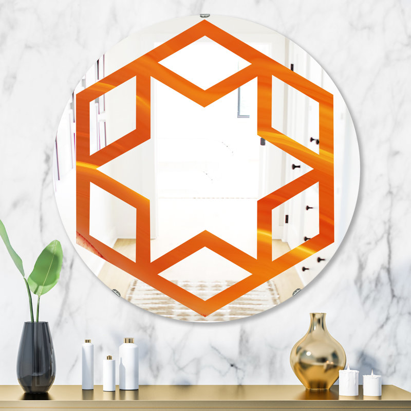Miroir mural en forme de "hexagonal étoile agate" dans un motif vague, 31,5 po x 31,5 po