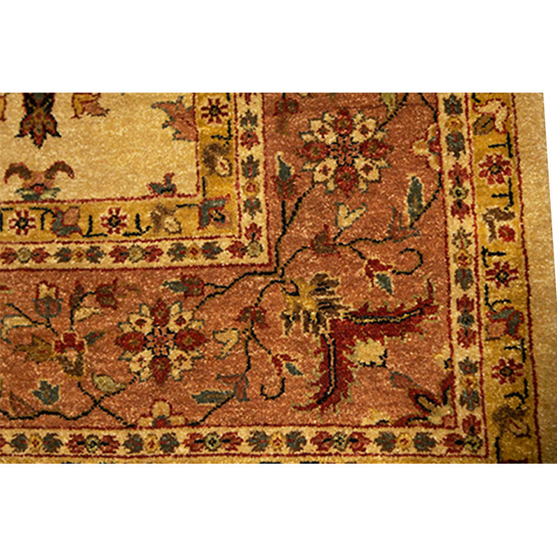Tapis beige et rouille de haute qualité noué à la main